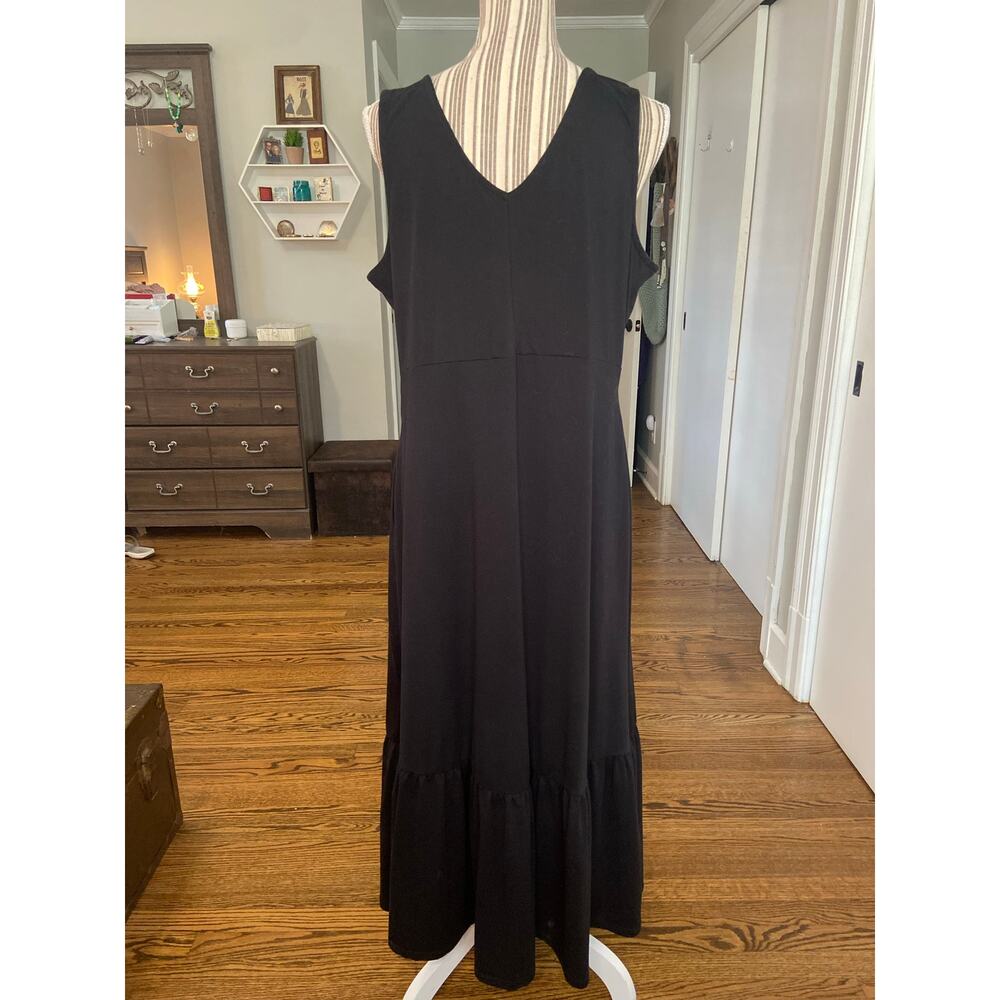 Cuddl Duds black sleeveless knit maxi dress with ruffled hem - Picture 5 of 8